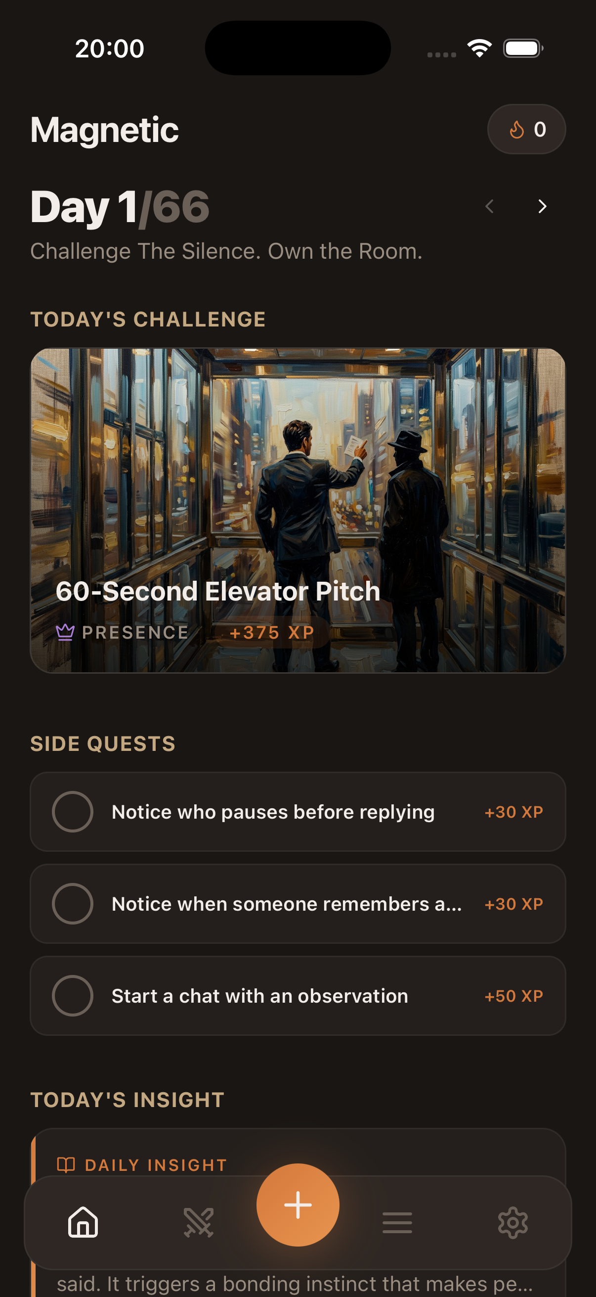 Daily challenge screen