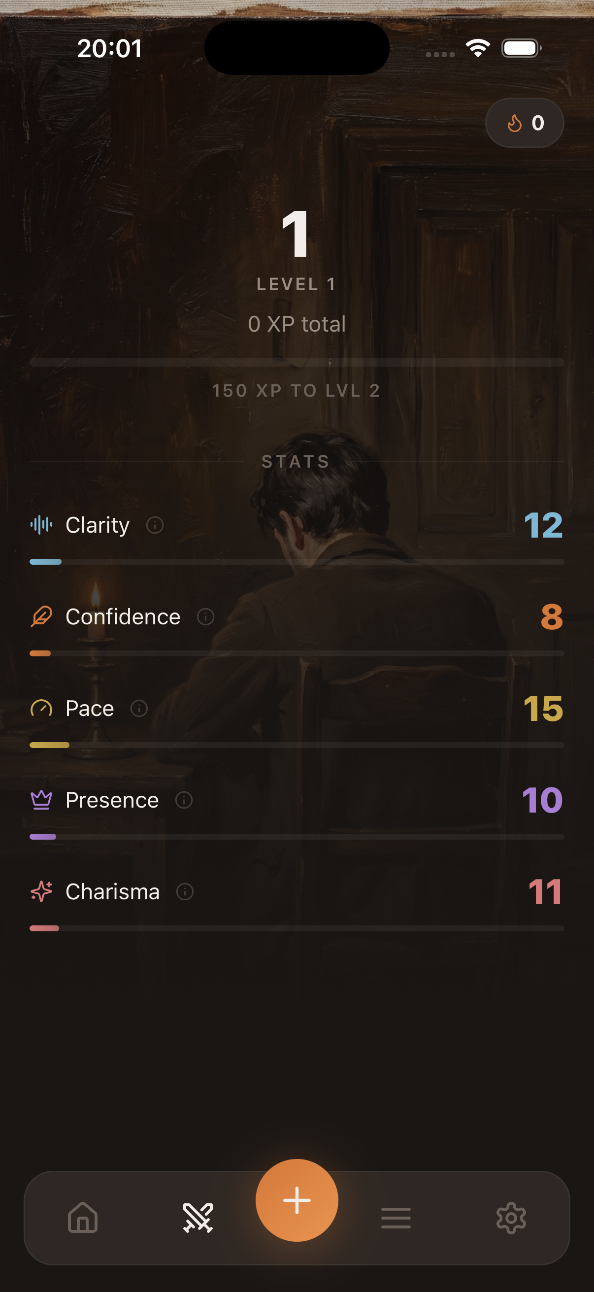 Stats reveal screen